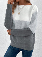 Color Block Boat Neck Sweater