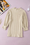 Textured Mock Neck Three-Quarter Sleeve Top