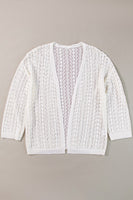 Openwork Open Front Dropped Shoulder Cardigan