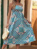 Printed Spaghetti Strap Midi Dress