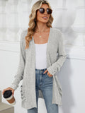 Pocketed Open Front Long Sleeve Cardigan