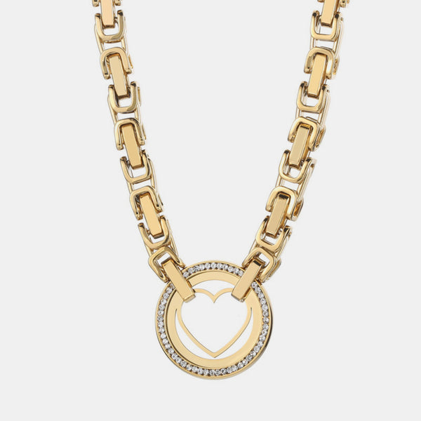 Cutout Heart Shape Inlaid Zircon Chain Necklace