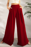 Pocketed High Waist Wide Leg Pants