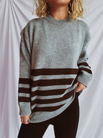 Striped Dropped Shoulder Long Sleeve Sweater