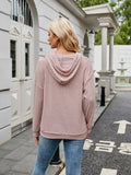 Ribbed Drawstring Long Sleeve Hoodie