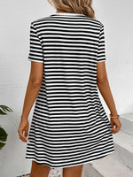 Striped Round Neck Short Sleeve Dress