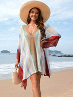 Openwork Color Block Plunge Cover-Up