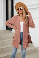 Pocketed Open Front Long Sleeve Cardigan