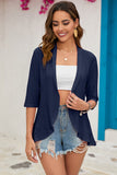 Eyelet Open Front Cardigan