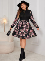 Plus Size Tied Printed Long Sleeve Dress