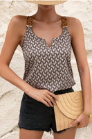 Decorative Buckle Printed Notched Tank