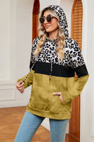 Leopard Drawstring Hoodie with Pocket