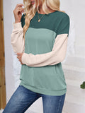 Lovelet Color Block Round Neck Long Sleeve Sweatshirt