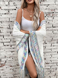 Fringe Half Sleeve Hooded Poncho