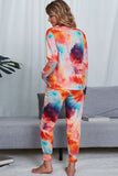 Shiny Tie-Dye Crewneck Top and Drawstring Waist Joggers Lounge Set