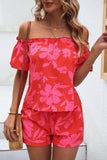 Floral Off-Shoulder Top and Shorts Set