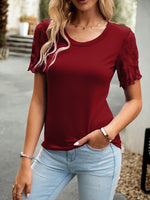 Lace Detail Round Neck Short Sleeve T-Shirt