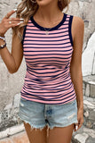 Striped Contrast Round Neck Tank