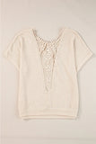 Plus Size Textured Lace Round Neck Short Sleeve T-Shirt