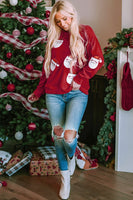 Sequin Santa Patch Round Neck Sweatshirt