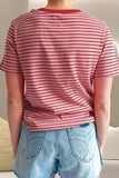 Striped Round Neck Short Sleeve T-Shirt