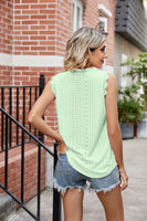 Eyelet Lace Trim Eyelash V-Neck Tank