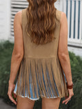 Fringe Open Front Vest Coat