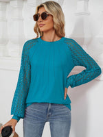 Round Neck Lace Long Sleeve Top