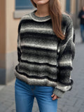 Gradient Round Neck Dropped Shoulder Sweater