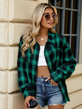 Plaid Collared Neck Long Sleeve Shirt