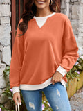 Lovelet Contrast Round Neck Long Sleeve Sweatshirt