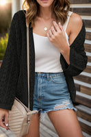 Openwork Open Front Dropped Shoulder Cardigan