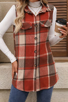 Plaid Button Up Vest Coat