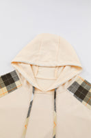 Drawstring Plaid Long Sleeve Hoodie