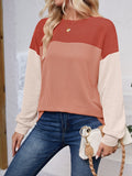 Lovelet Color Block Round Neck Long Sleeve Sweatshirt