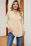 Notched Lantern Sleeve T-Shirt