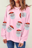 Sequin Santa Patch Round Neck Sweatshirt