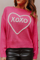 XOXO Round Neck Drop Shoulder Sweater