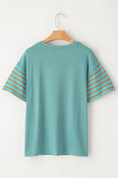 Striped Round Neck Short Sleeve T-Shirt