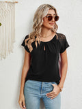 Lace Detail Round Neck Short Sleeve T-Shirt