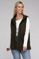 Drawstring Waist Military Hoodie Vest