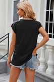 Leopard Round Neck Cap Sleeve T-Shirt