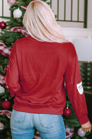 Sequin Santa Patch Round Neck Sweatshirt