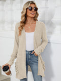 Pocketed Open Front Long Sleeve Cardigan