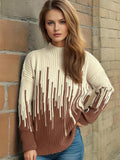 Contrast Mock Neck Long Sleeve Sweater