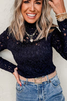 Crochet Turtleneck Long Sleeve Top