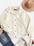 Full Size Teddy Snap Down Long Sleeve Jacket