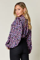 Double Take Full Size Printed Long Sleeve Blouse