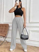 Drawstring Wide Leg Pants with Pockets