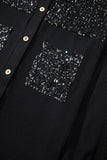 Sequin Button Up Dropped Shoulder Jacket